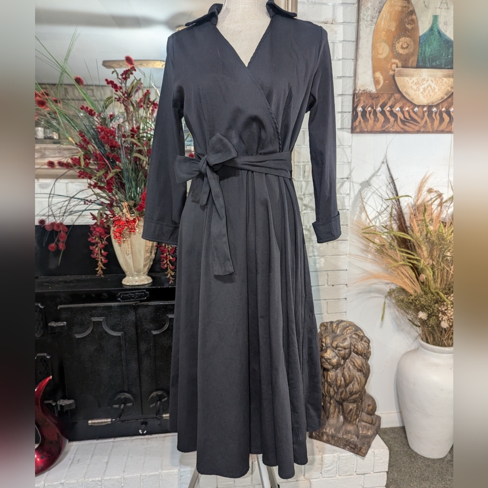 Fashion Mia  Long Sleeve V-Neck Fit and Flare Dress